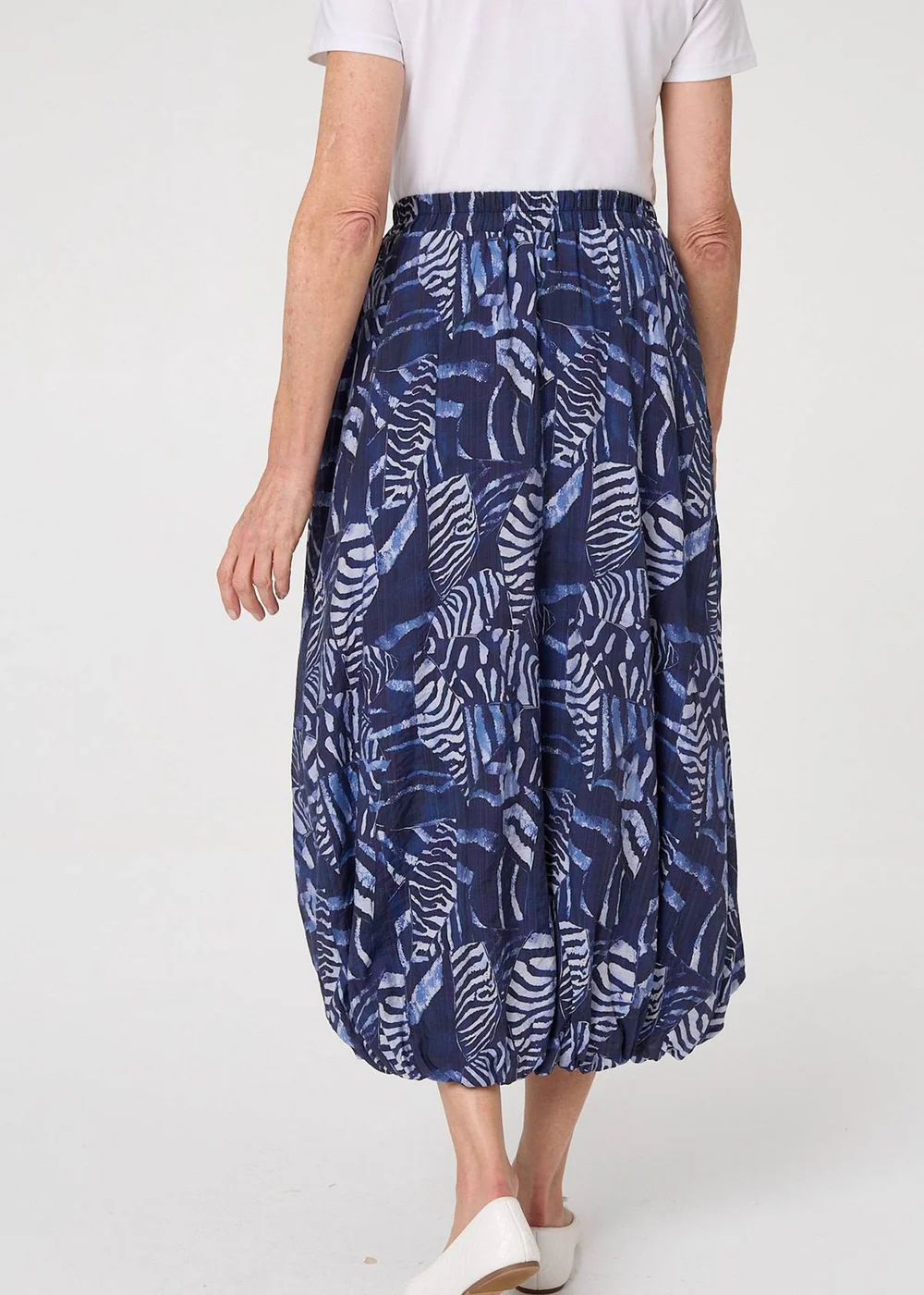 Izabel London Navy Printed High Waist Midi Balloon Skirt - 14 Image 3