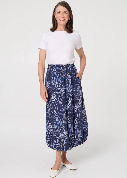 Izabel London Navy Printed High Waist Midi Balloon Skirt - 14 Image 4