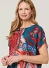 Izabel London Red Floral Short Angel Sleeve Ruched Blouse - 18 Image 3