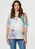 Izabel London White Floral Knit Textured Relaxed Top - M Image 1