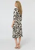 Izabel London Multi Black Leaf Print 3/4 Sleeve Midi Tie Dress - 12 Image 2