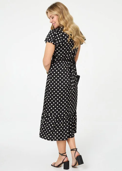 Izabel London Multi Black Polka Dot Lace Trim Empire Midi Dress - 16 Image 5