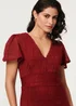 Izabel London Red Printed Lace Texture Slim Midi Dress - 8 Image 3