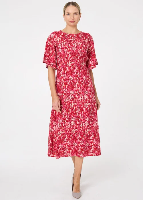 Izabel London Multi Red Ditsy Floral 1/2 Flare Sleeve Midi Dress - 8 Image 4