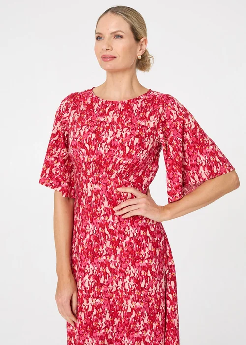 Izabel London Multi Red Ditsy Floral 1/2 Flare Sleeve Midi Dress - 8 Image 1