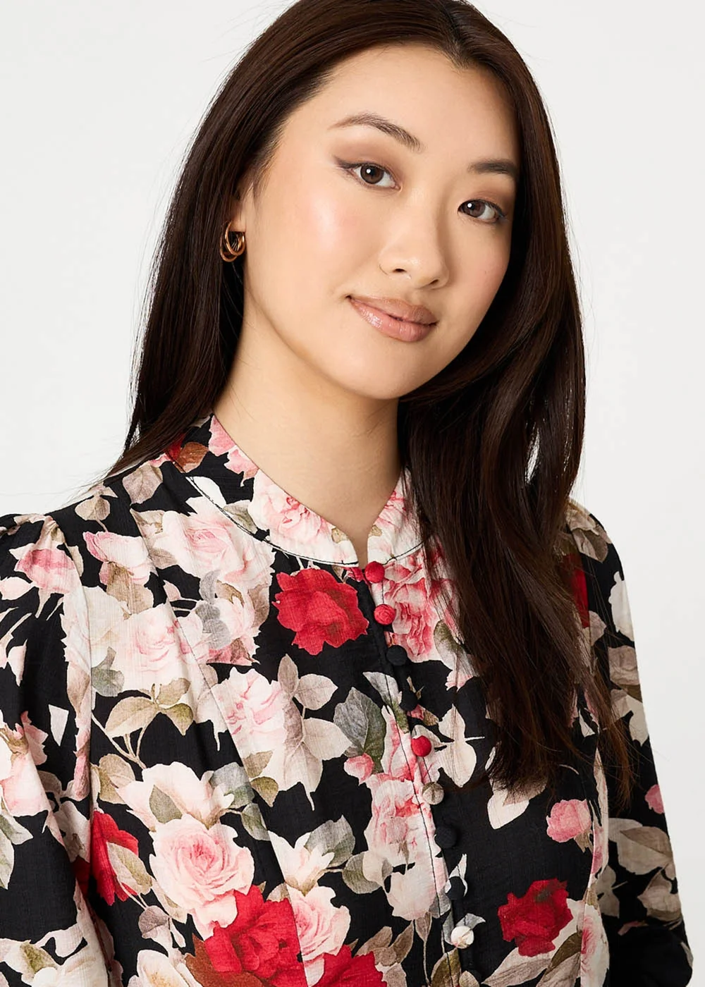 Izabel London Black Floral Tie Waist Long Sleeve Midi Dress - 18 Image 3