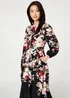 Izabel London Black Floral Tie Waist Long Sleeve Midi Dress - 18 Image 1