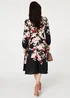 Izabel London Black Floral Tie Waist Long Sleeve Midi Dress - 18 Image 2
