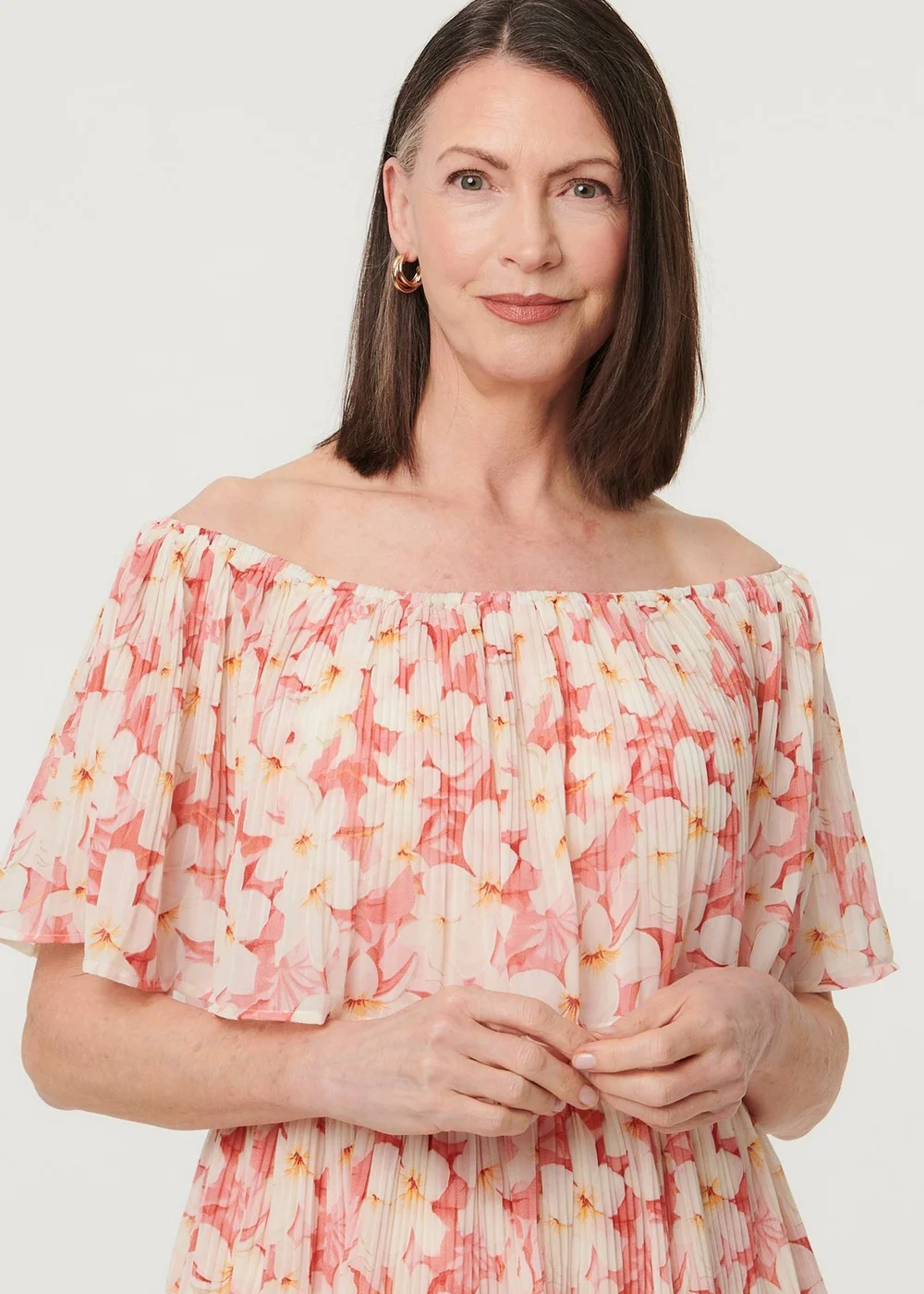Izabel London Pink Floral Texture Tiered Midi Dress - 18 Image 3