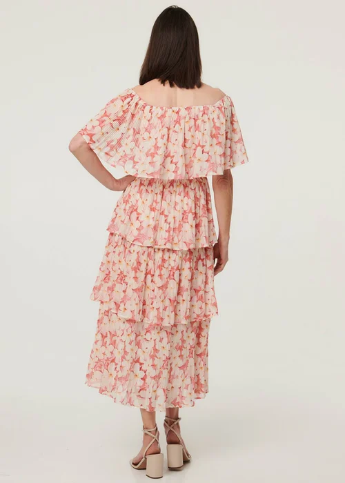 Izabel London Pink Floral Texture Tiered Midi Dress - 18 Image 2