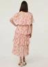 Izabel London Pink Floral Texture Tiered Midi Dress - 18 Image 2