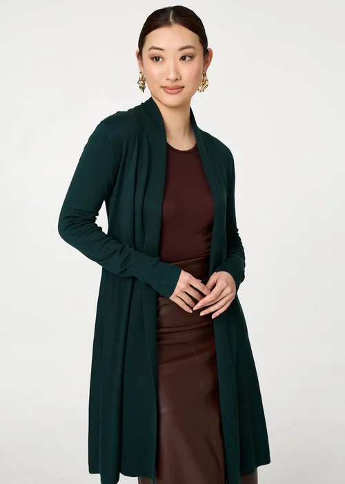 Izabel London Emerald Open Front Longline Relaxed Cardigan - 8 Image 1