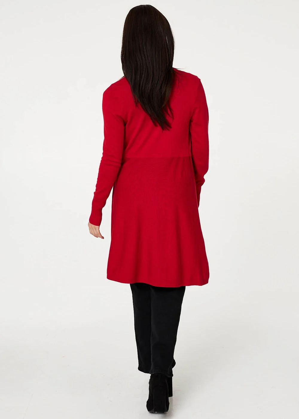 Izabel London Red Open Front Longline Relaxed Cardigan - 14 Image 2
