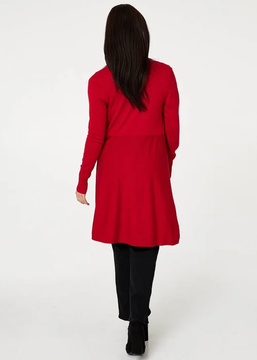 Izabel London Red Open Front Longline Relaxed Cardigan - 14 Image 2