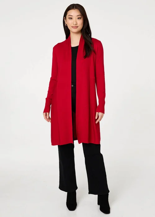 Izabel London Red Open Front Longline Relaxed Cardigan - 14 Image 4