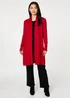 Izabel London Red Open Front Longline Relaxed Cardigan - 14 Image 4