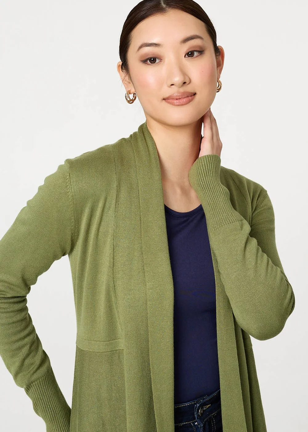 Izabel London Lime Green Open Front Longline Relaxed Cardigan - 14 Image 3