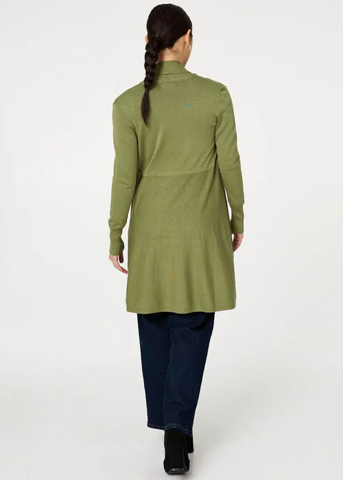 Izabel London Lime Green Open Front Longline Relaxed Cardigan - 14 Image 2