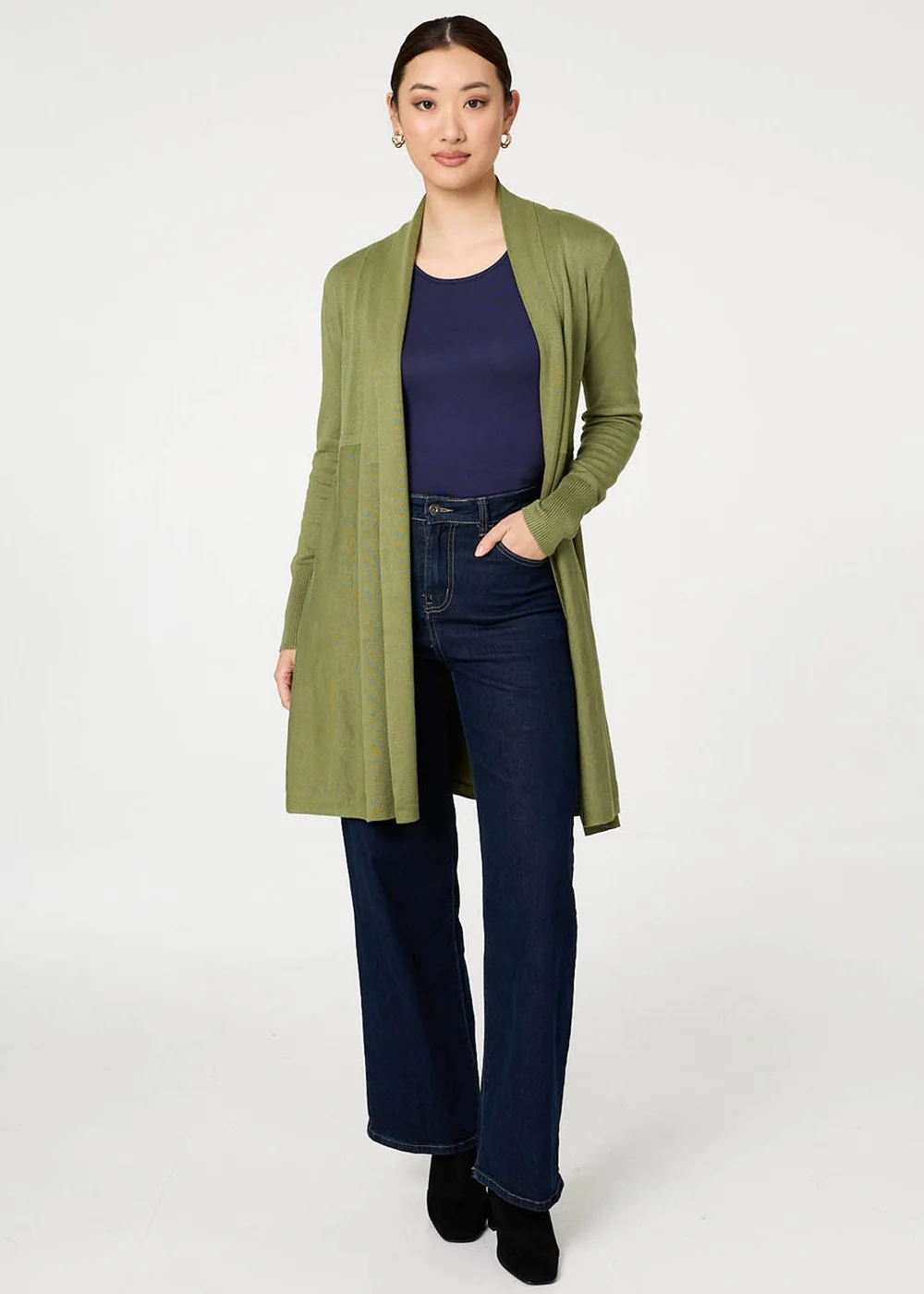 Izabel London Lime Green Open Front Longline Relaxed Cardigan - 14 Image 4