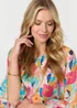 Izabel London Multi Pink Abstract Floral 3/4 Flared Sleeve Blouse - 12 Image 3