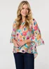 Izabel London Multi Pink Abstract Floral 3/4 Flared Sleeve Blouse - 12 Image 1