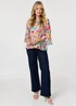 Izabel London Multi Pink Abstract Floral 3/4 Flared Sleeve Blouse - 12 Image 4