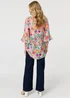 Izabel London Multi Pink Abstract Floral 3/4 Flared Sleeve Blouse - 12 Image 2