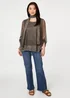 Izabel London Chocolate Sparkly Mesh Scarf Detail Layered Top - 14 Image 4