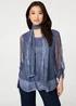 Izabel London Navy Sparkly Mesh Scarf Detail Layered Top - 12 Image 1