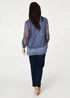 Izabel London Navy Sparkly Mesh Scarf Detail Layered Top - 12 Image 2