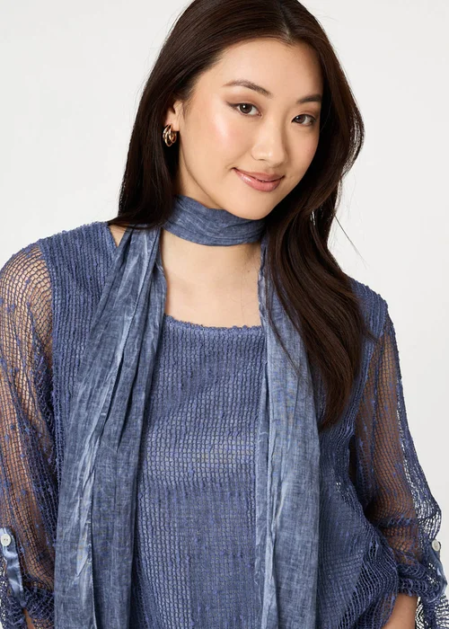 Izabel London Navy Sparkly Mesh Scarf Detail Layered Top - 12 Image 3