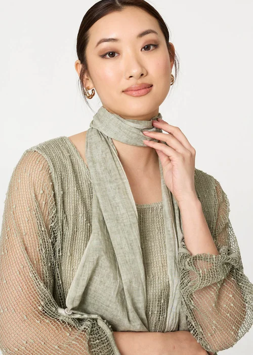 Izabel London Khaki Sparkly Mesh Scarf Detail Layered Top - 12 Image 3