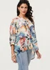 Izabel London Blue Abstract Floral Curve Hem Blouse - 8 Image 1