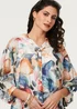 Izabel London Blue Abstract Floral Curve Hem Blouse - 8 Image 3