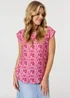 Izabel London Pink Floral Cap Sleeve Slim Top - 12 Image 1