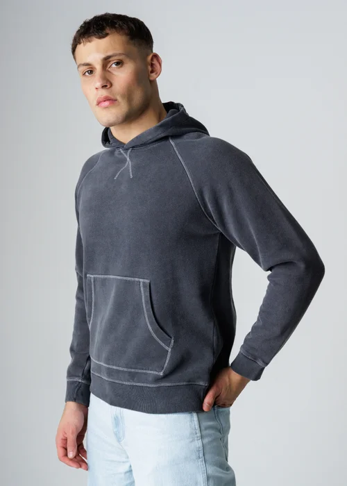 Influence Black Cotton Blend Acid Wash Hoody - L Image 1
