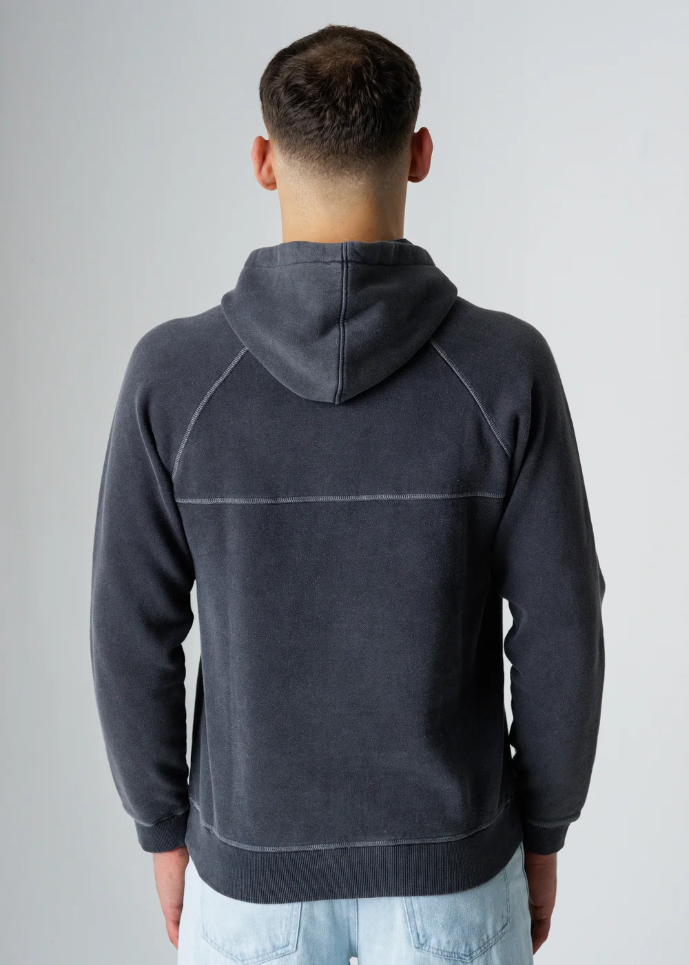 Influence Black Cotton Blend Acid Wash Hoody - L Image 2