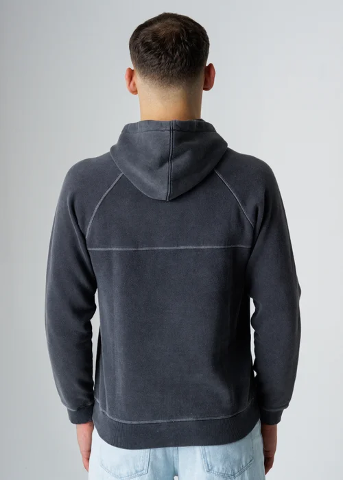 Influence Black Cotton Blend Acid Wash Hoody - L Image 2