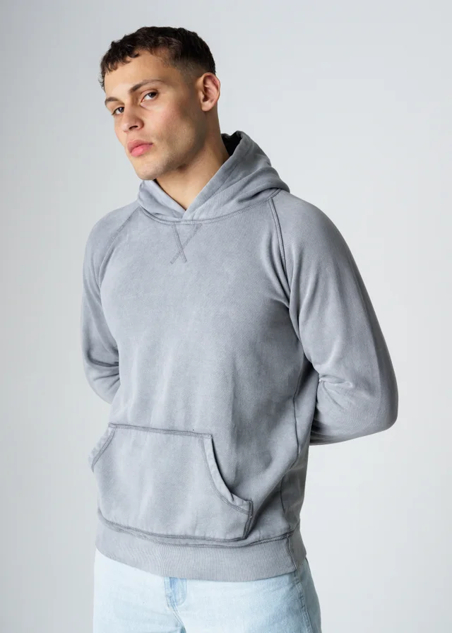 Influence Light Grey Cotton Blend Acid Wash Hoody