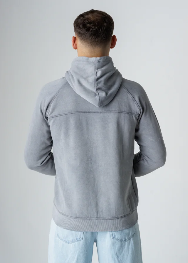 Influence Light Grey Cotton Blend Acid Wash Hoody