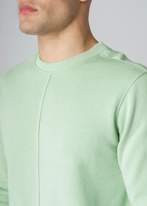 Influence Green Cotton Blend Crew Neck Acid Wash Seam Sweatshirt - M Image 3