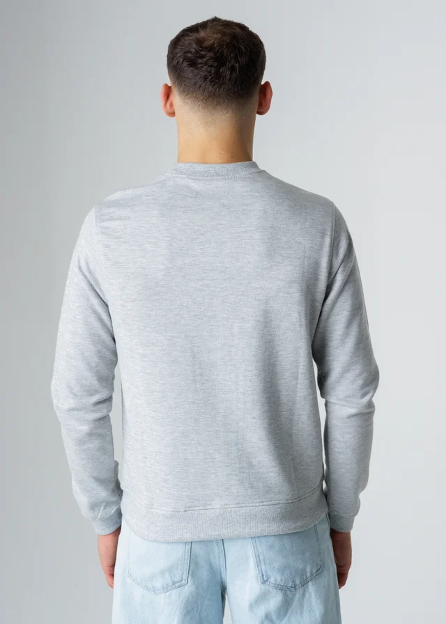 Influence Grey Cotton Blend Crew Neck Acid Wash Seam Sweatshirt
