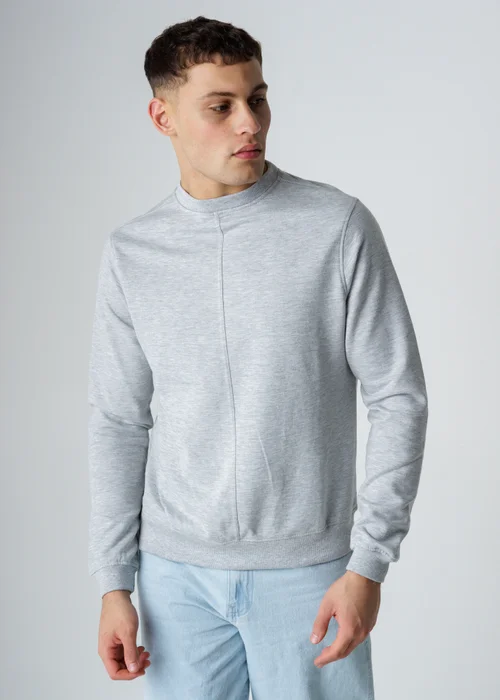 Influence Grey Cotton Blend Crew Neck Acid Wash Seam Sweatshirt - S Image 1