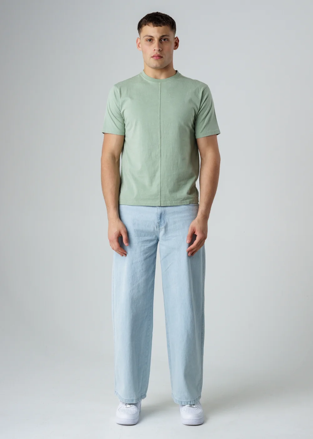 Influence Green Cotton Crew Neck Acid Wash Seam Short Sleeve T-Shirt - S Image 4