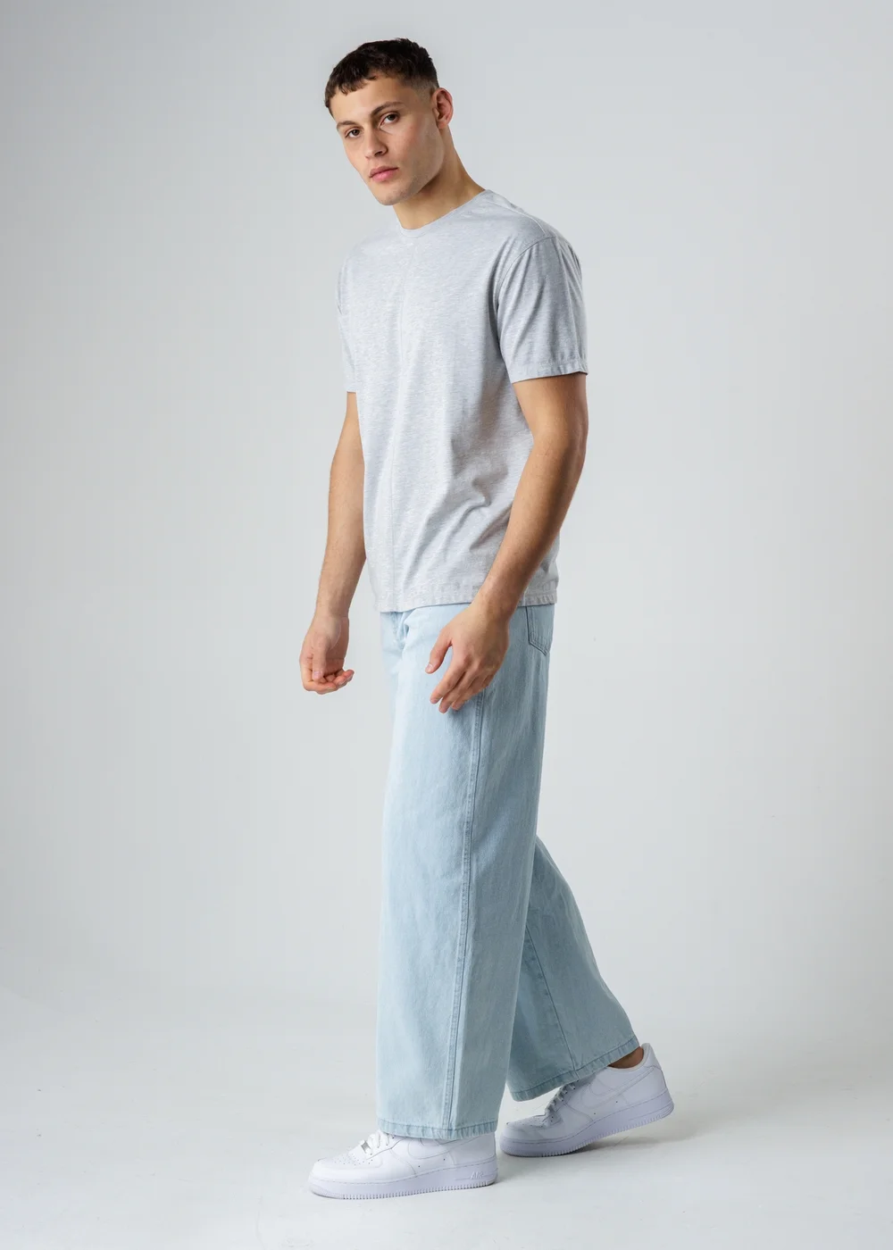 Influence Grey Cotton Crew Neck Short Sleeve T-Shirt - S Image 3