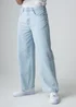 Influence Blue Cotton Wide Leg Mid-Rise Jeans - S Image 1