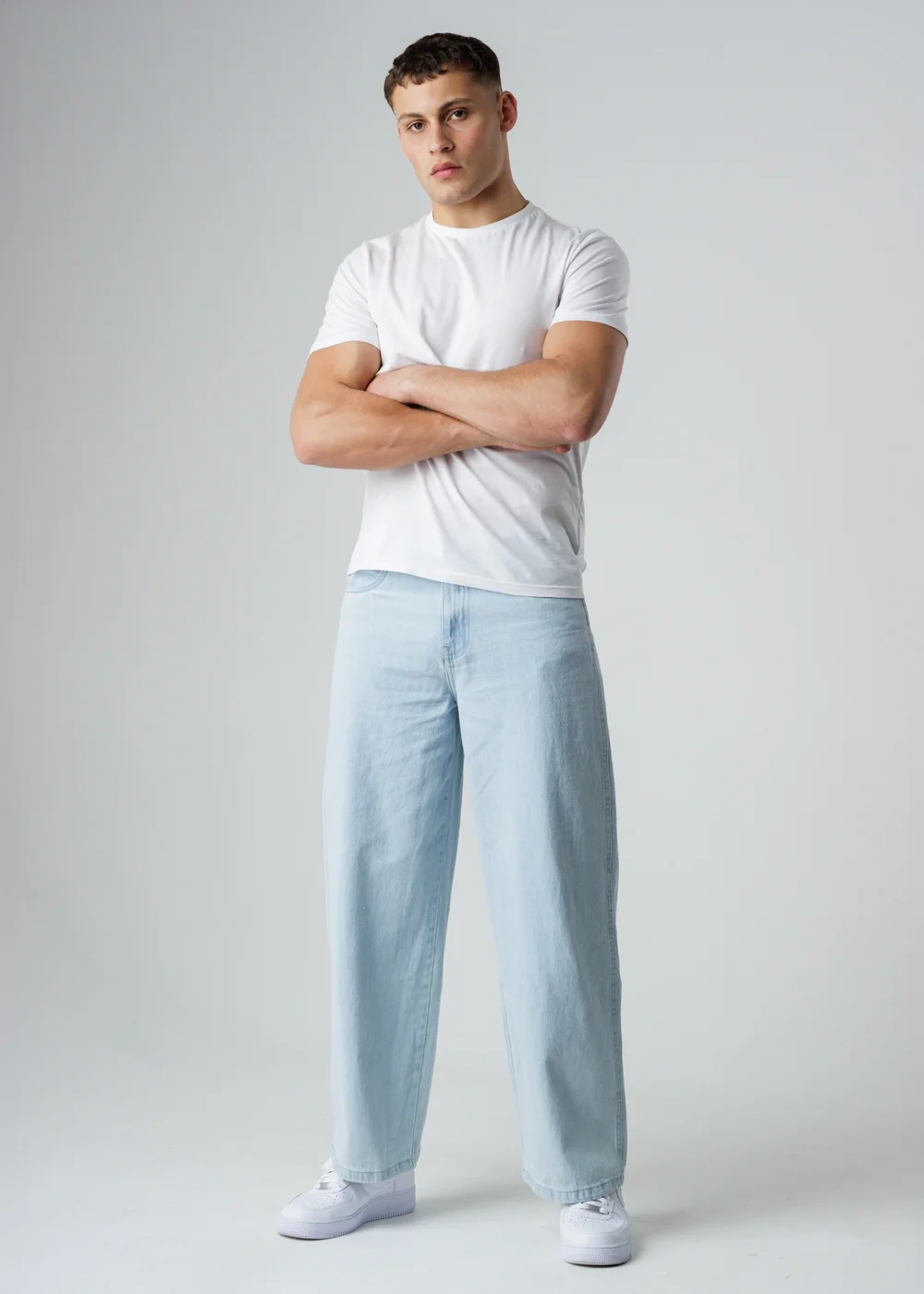 Influence Blue Cotton Wide Leg Mid-Rise Jeans - S Image 3