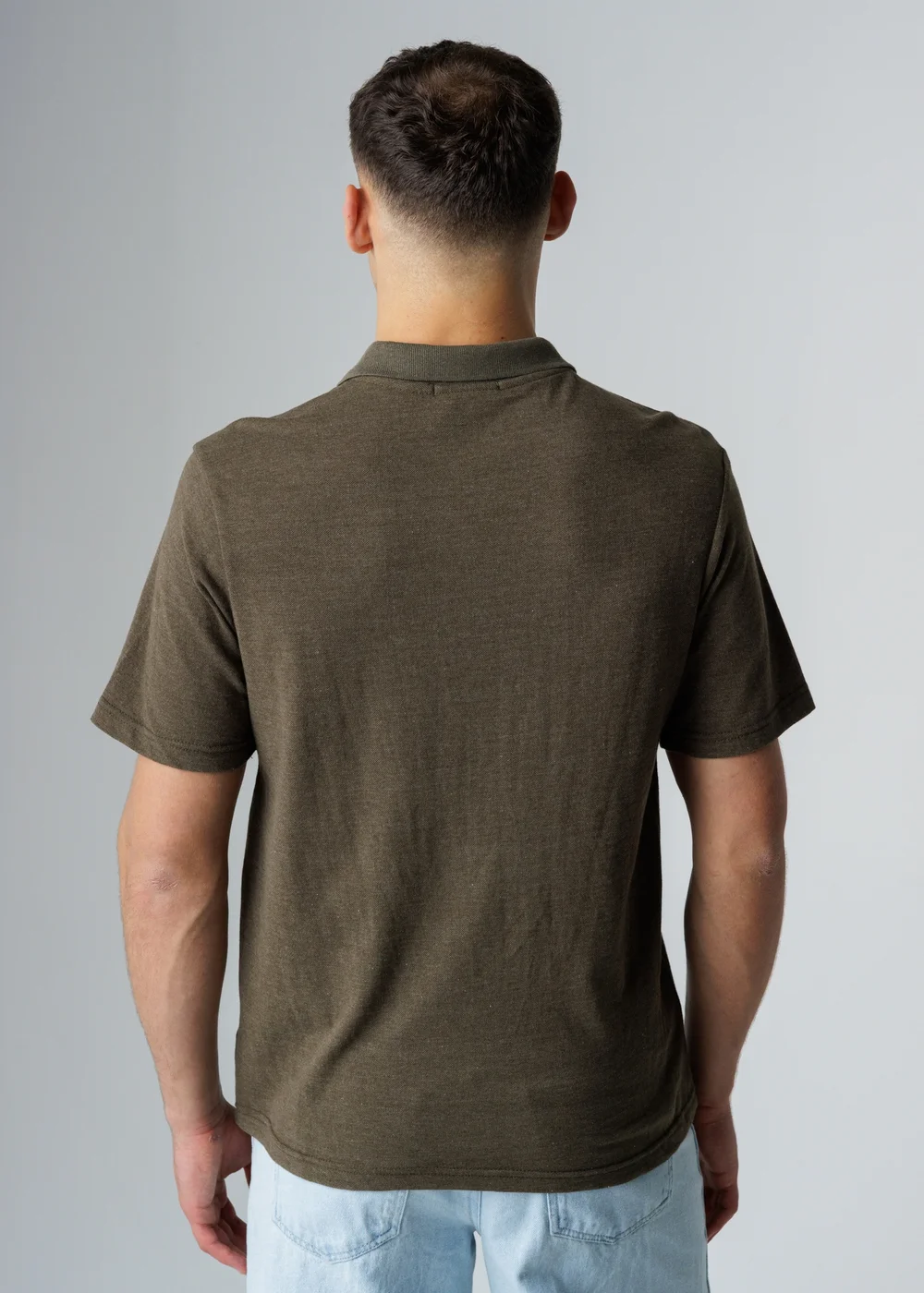 Influence Khaki Cotton Light Knit Short Sleeve Button Polo Shirt - M Image 2