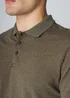 Influence Khaki Cotton Light Knit Short Sleeve Button Polo Shirt - M Image 3