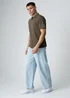 Influence Khaki Cotton Light Knit Short Sleeve Button Polo Shirt - M Image 4